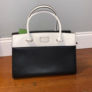 Black and White Kate Spade Handbag with Crossbody Strap